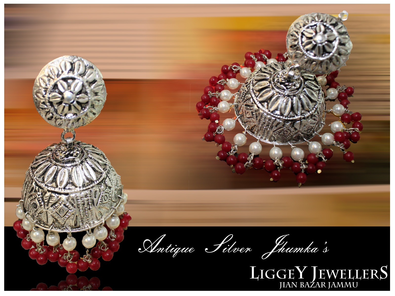 Triple Coral Jhumka