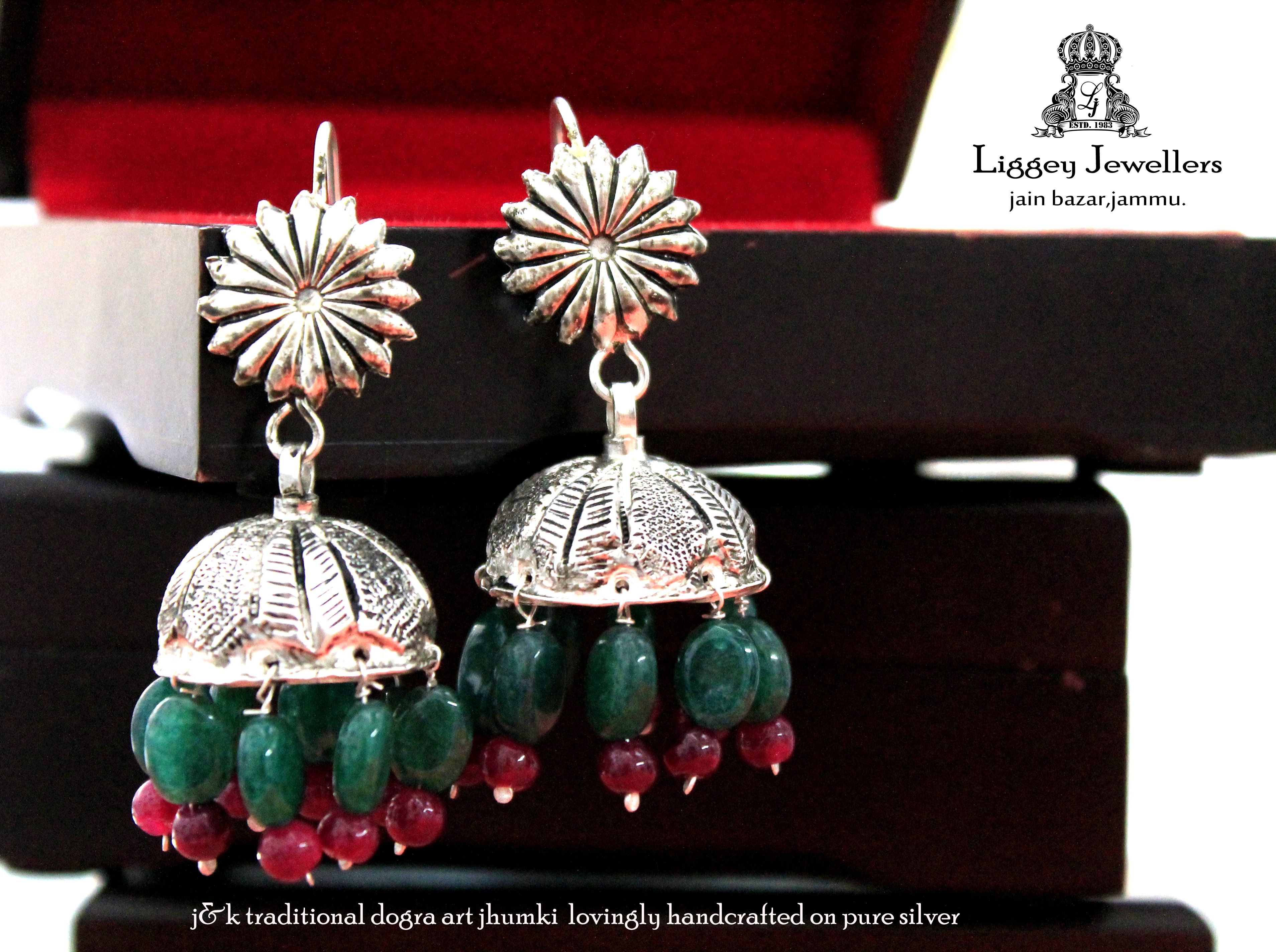 Triple Coral Jhumka