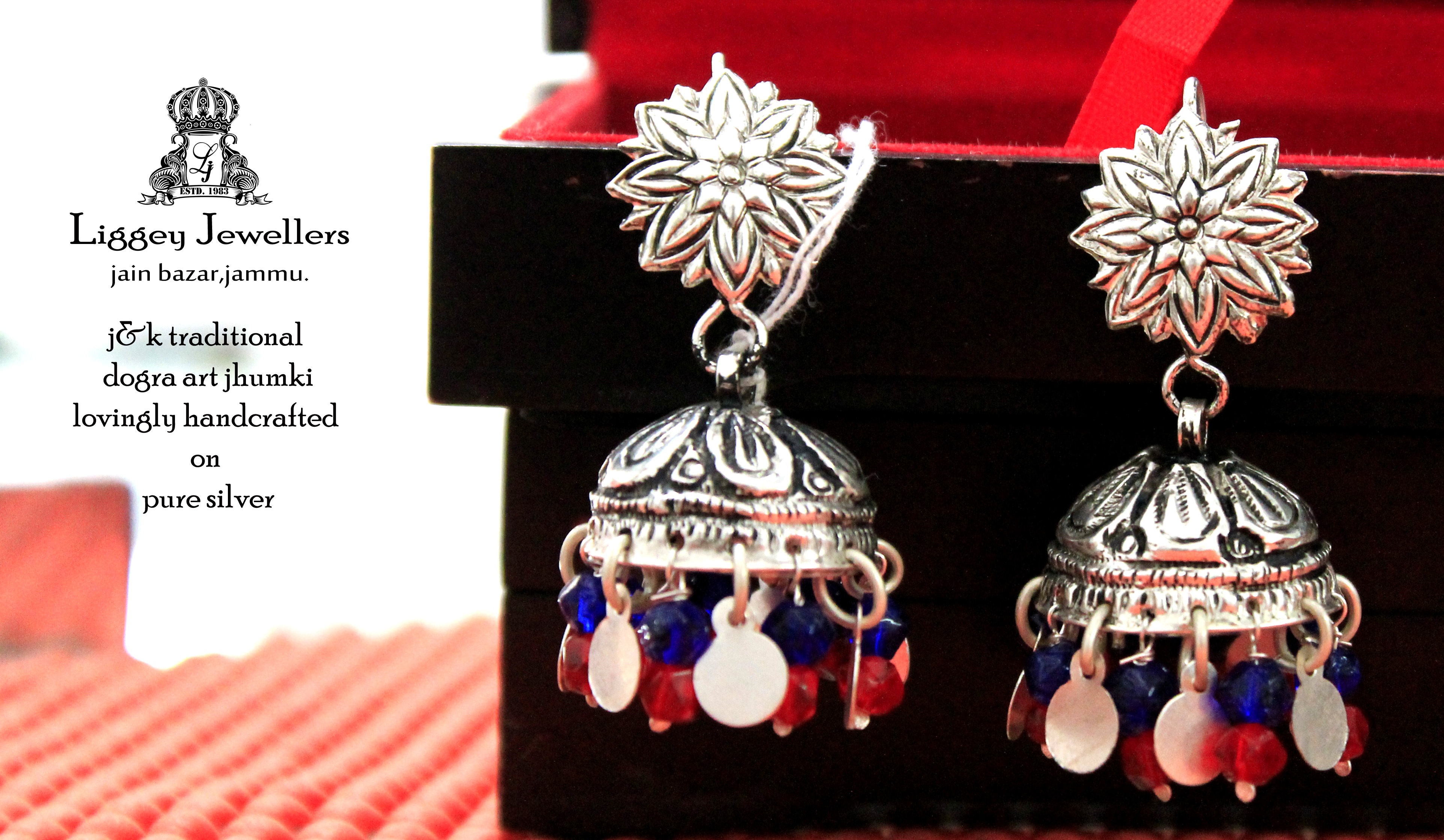 Triple Coral Jhumka