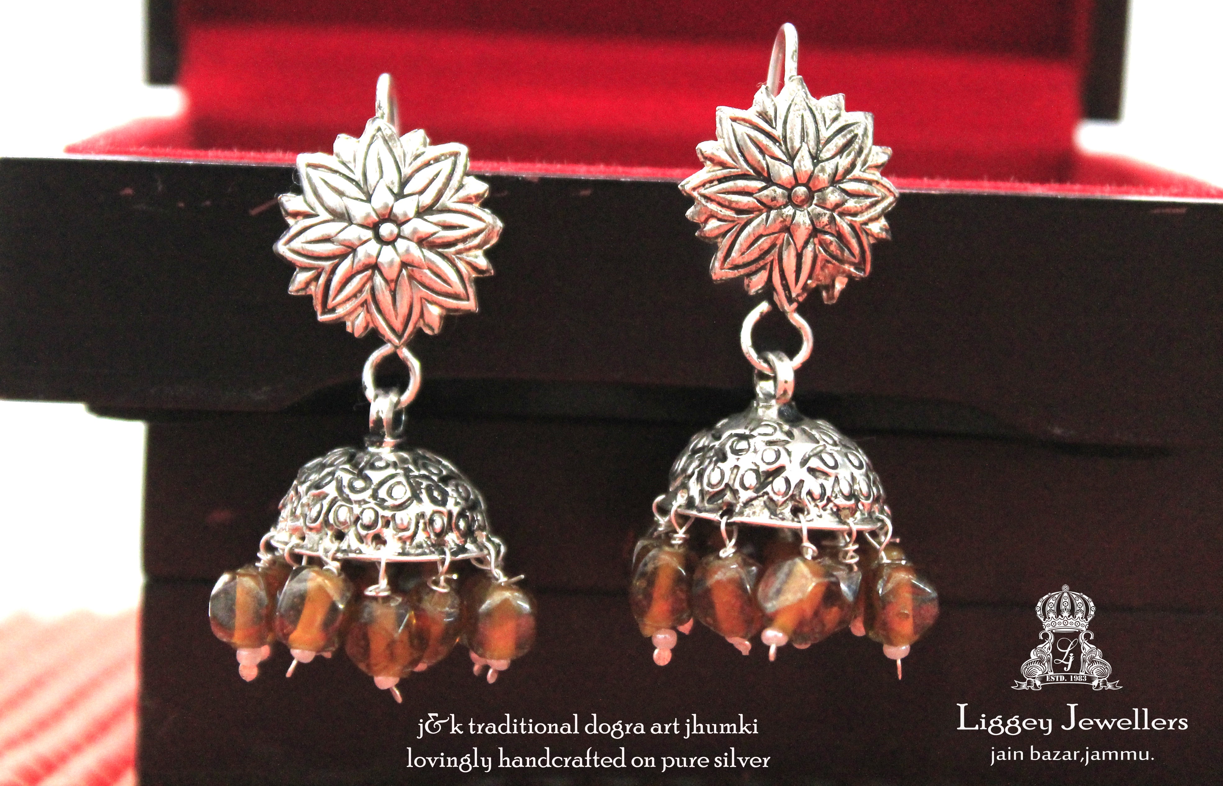 Triple Coral Jhumka