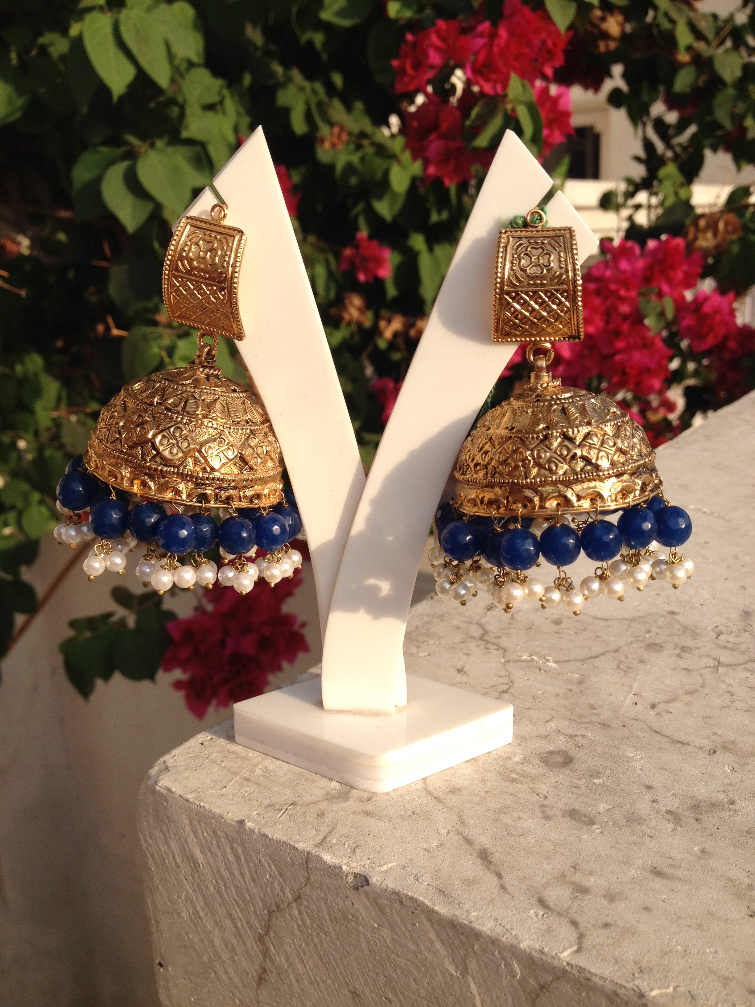 Triple Coral Jhumka